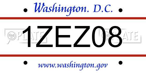 1ZEZ08 District Of Columbia License Plate