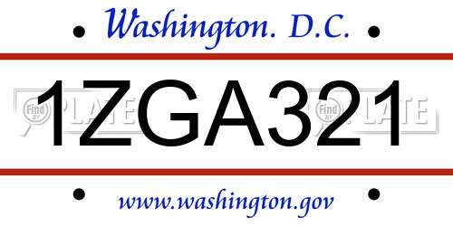 1ZGA321 District Of Columbia License Plate