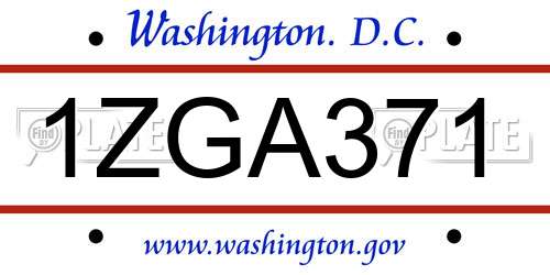 1ZGA371 District Of Columbia License Plate