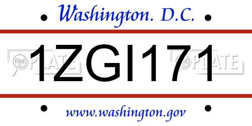 1ZGI171 District Of Columbia License Plate