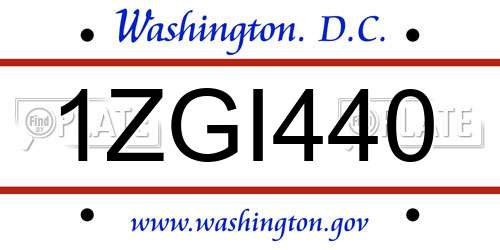1ZGI440 District Of Columbia License Plate