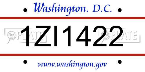 1ZI1422 District Of Columbia License Plate