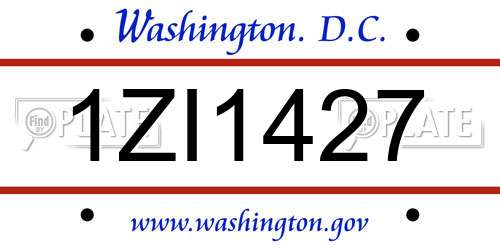 1ZI1427 District Of Columbia License Plate