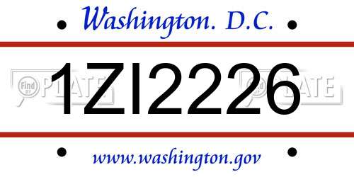 1ZI2226 District Of Columbia License Plate