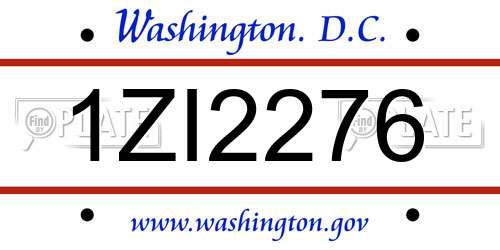 1ZI2276 District Of Columbia License Plate