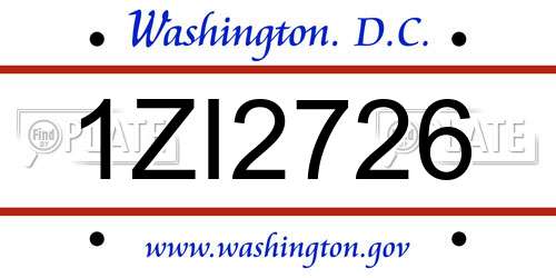 1ZI2726 District Of Columbia License Plate