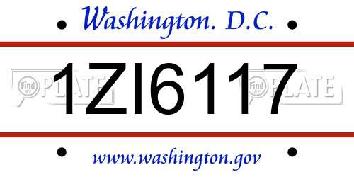 1ZI6117 District Of Columbia License Plate