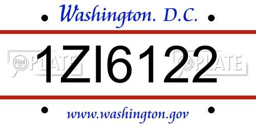 1ZI6122 District Of Columbia License Plate