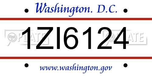1ZI6124 District Of Columbia License Plate