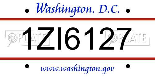 1ZI6127 District Of Columbia License Plate