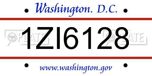 1ZI6128 District Of Columbia License Plate