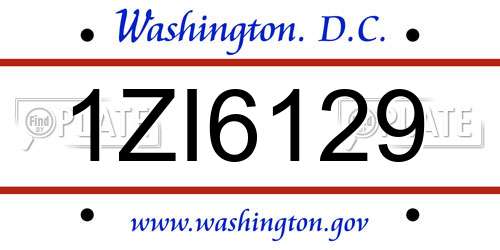 1ZI6129 District Of Columbia License Plate