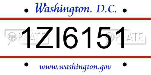 1ZI6151 District Of Columbia License Plate