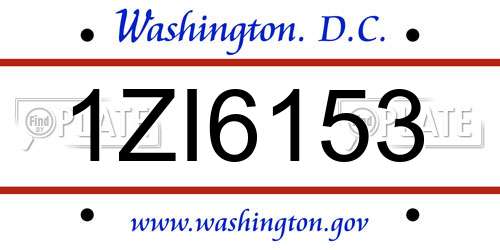1ZI6153 District Of Columbia License Plate