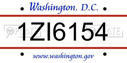 1ZI6154 District Of Columbia License Plate