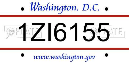 1ZI6155 District Of Columbia License Plate