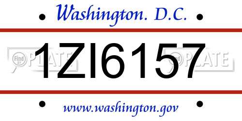 1ZI6157 District Of Columbia License Plate