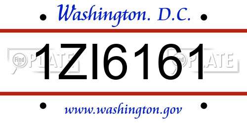 1ZI6161 District Of Columbia License Plate