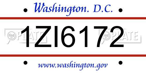 1ZI6172 District Of Columbia License Plate