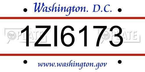 1ZI6173 District Of Columbia License Plate