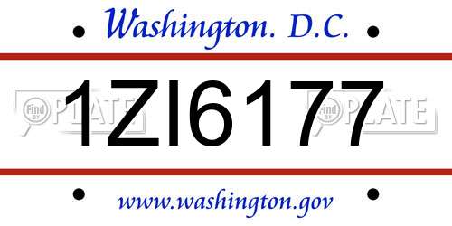 1ZI6177 District Of Columbia License Plate