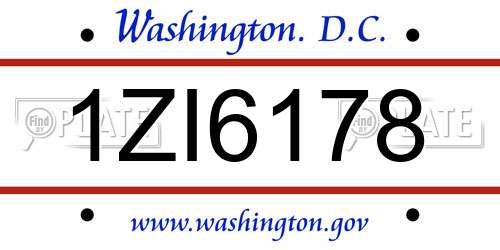 1ZI6178 District Of Columbia License Plate