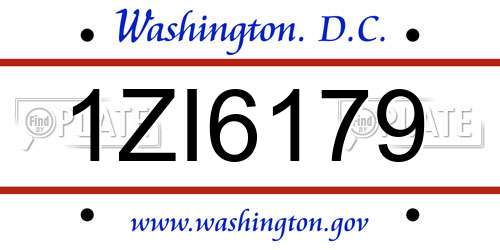 1ZI6179 District Of Columbia License Plate