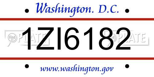 1ZI6182 District Of Columbia License Plate
