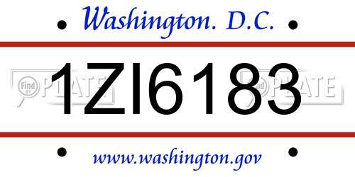 1ZI6183 District Of Columbia License Plate