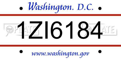 1ZI6184 District Of Columbia License Plate