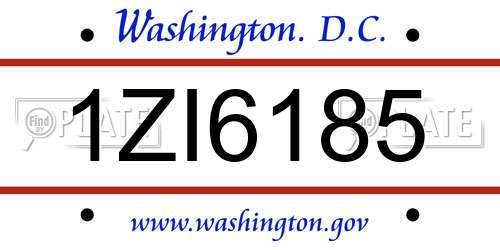 1ZI6185 District Of Columbia License Plate