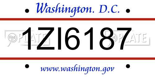 1ZI6187 District Of Columbia License Plate