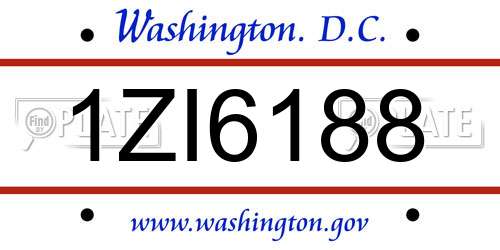1ZI6188 District Of Columbia License Plate