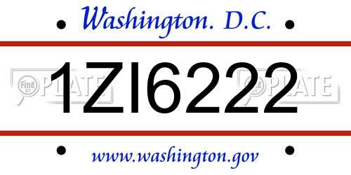 1ZI6222 District Of Columbia License Plate