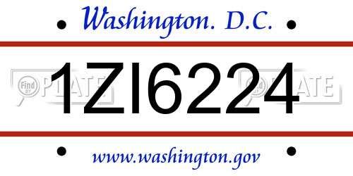 1ZI6224 District Of Columbia License Plate