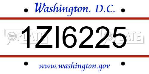 1ZI6225 District Of Columbia License Plate