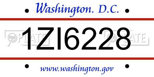 1ZI6228 District Of Columbia License Plate