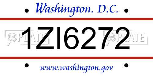 1ZI6272 District Of Columbia License Plate
