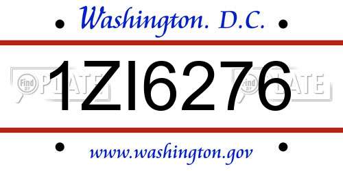 1ZI6276 District Of Columbia License Plate