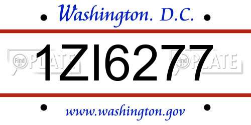 1ZI6277 District Of Columbia License Plate