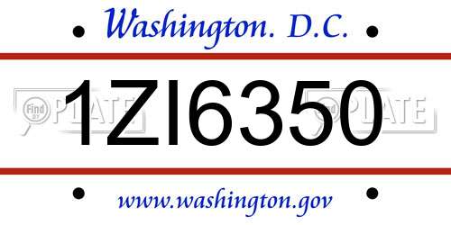 1ZI6350 District Of Columbia License Plate