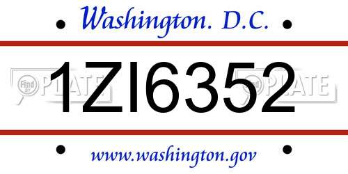 1ZI6352 District Of Columbia License Plate