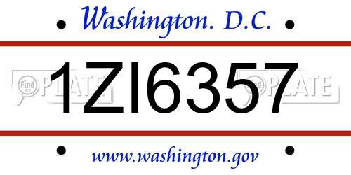 1ZI6357 District Of Columbia License Plate