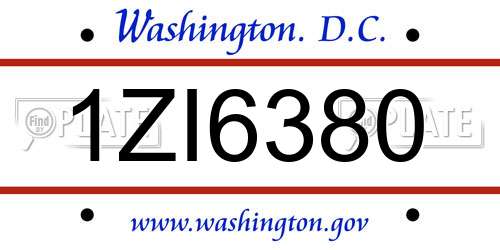 1ZI6380 District Of Columbia License Plate