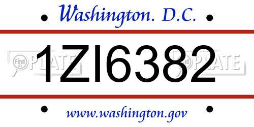 1ZI6382 District Of Columbia License Plate