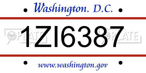 1ZI6387 District Of Columbia License Plate
