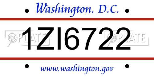 1ZI6722 District Of Columbia License Plate