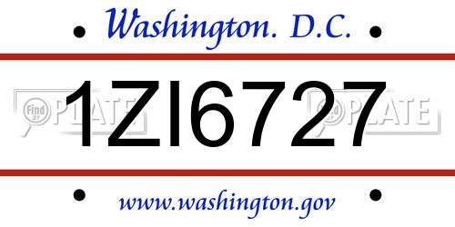 1ZI6727 District Of Columbia License Plate