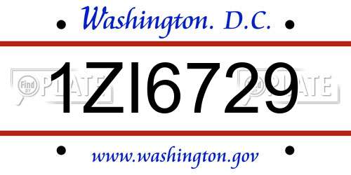 1ZI6729 District Of Columbia License Plate