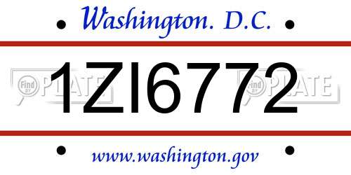 1ZI6772 District Of Columbia License Plate